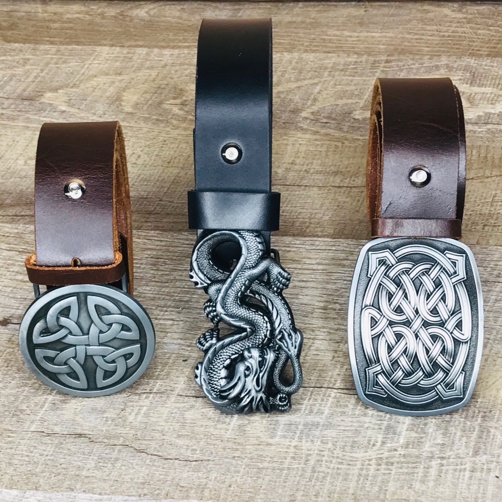 New! Celtic style belt buckle rectangular silver toned - Picture 5 of 5